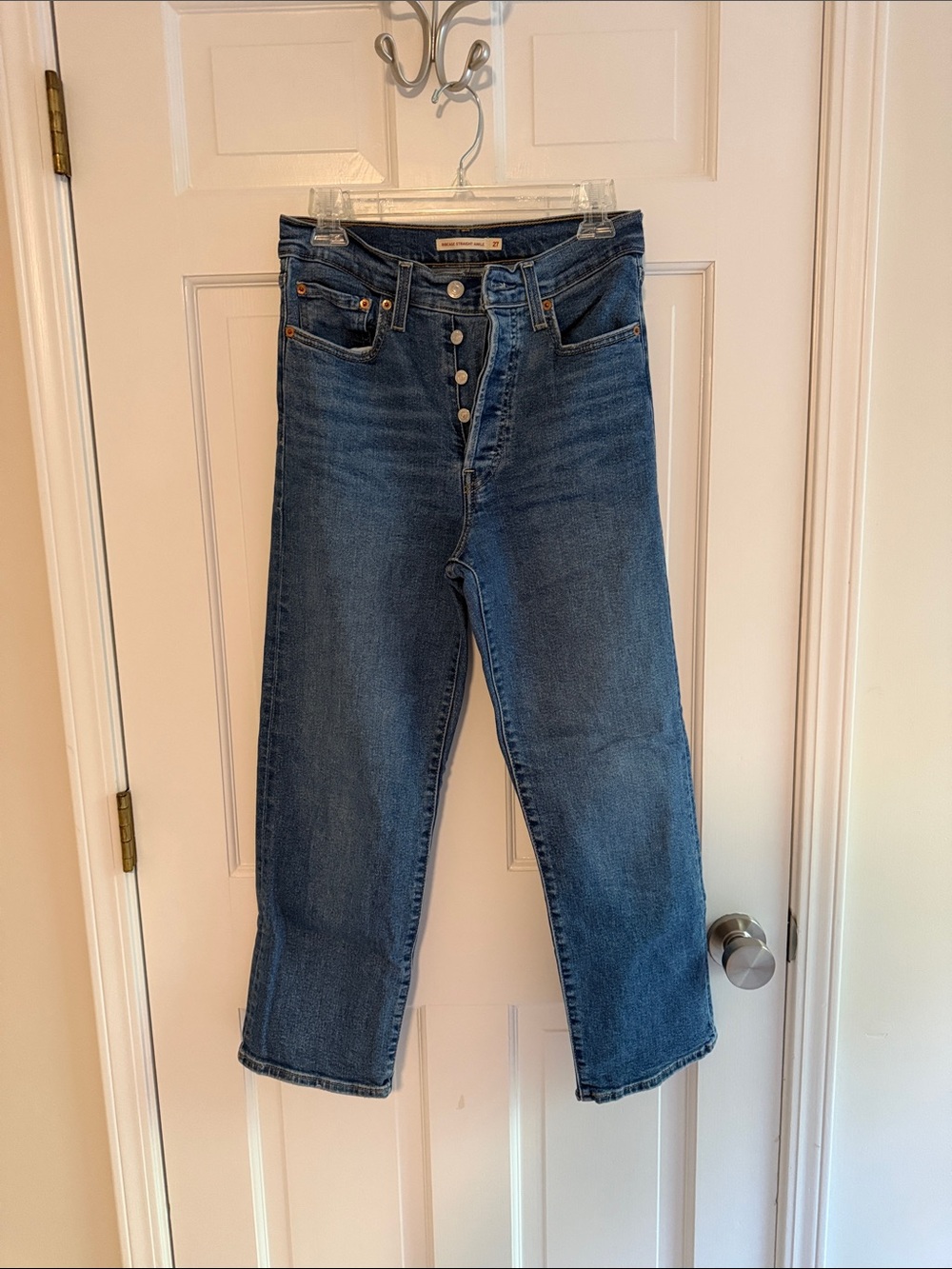 Levi's High-Rise Straight-Leg Jeans in Medium Blue